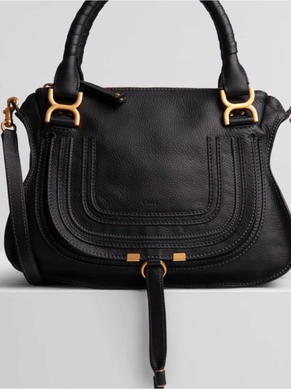 EUC Chloe Marcie black leather  Satchel with Gold hardware. Gorgeous condition